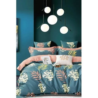 Dvigulė/itin ilga patalynė smaragdinės spalvos su paklode/4 dalių 200x220 cm Leaf – Mila Home