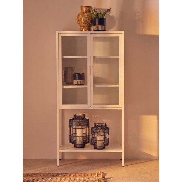 Baltos spalvos iš plieno vitrina 75x150x35 cm Acier – Premier Housewares-image-4