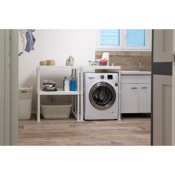 Baltos spalvos iš plastiko vonios lentyna 148x93 cm Wash & Store – DEA HOME-image-1