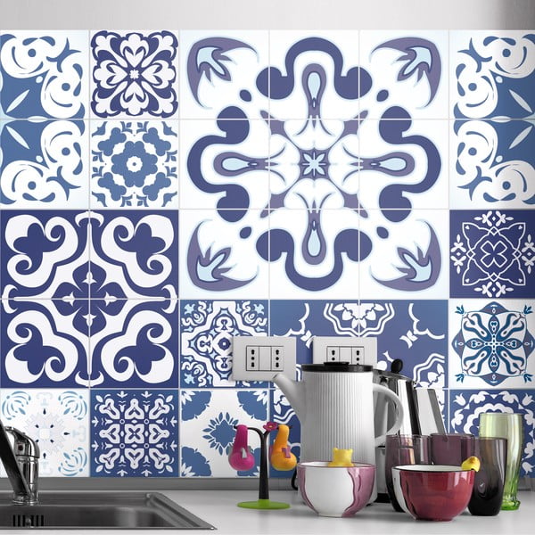 24 "Ambiance Azulejos Polka" lipdukų rinkinys, 120 x 100 cm