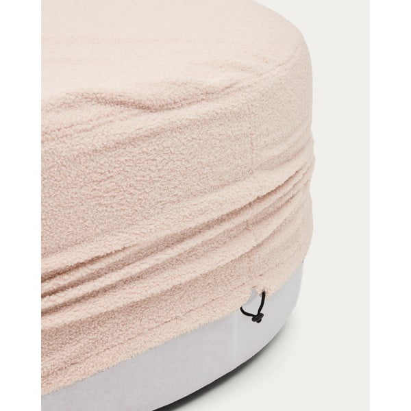 Šviesiai rožinės spalvos iš boucle pufas Kaeli – Kave Home-image-2