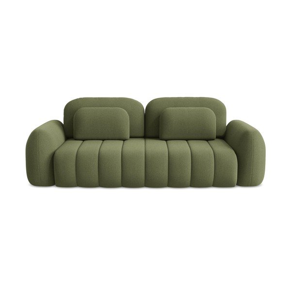 Žalios spalvos iš boucle sulankstoma/su sandėliavimo vieta sofa 266 cm Pele – Makamii