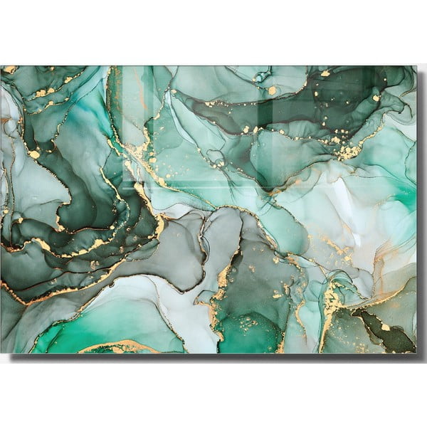Paveikslas ant stiklo 100x70 cm Turquoise - Wallity