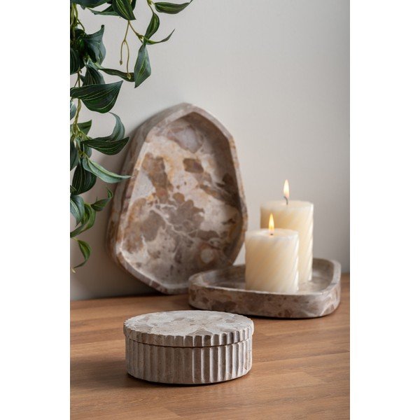 Dekoratyvinė šviesiai rudos spalvos iš akmens daiktadėžė ø 15x6 cm Marble – PT LIVING-image-1