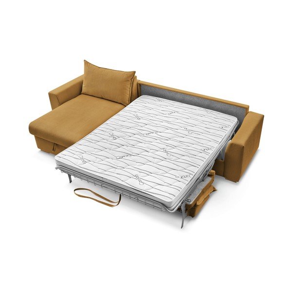Iš kordinio velveto sulankstoma kampinė sofa geltonos spalvos (kintama) Augustin – Bobochic Paris-image-3