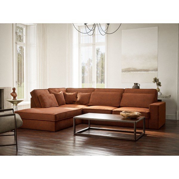 Vario spalvos kampinė sofa iš šenilinio audinio (su kairiuoju kampu/„L“ formos) Kirou – Maison de Rêve-image-1