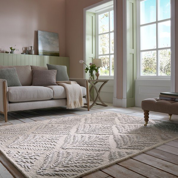 Rankų darbo pilkai smėlinės spalvos iš vilnos mišinio kilimas 160x230 cm Sloane – Flair Rugs-image-1