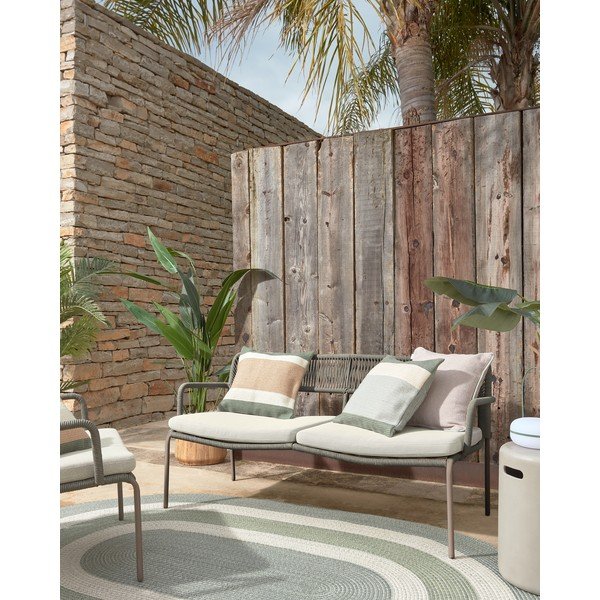 Žalios ir smėlio spalvos pagalvės užvalkalas iš perdirbto plastiko Kave Home Leeith, 45 x 45 cm-image-4