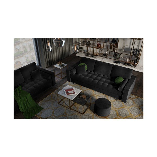 Juoda aksominė sofa-lova Milo Casa Santo-image-1