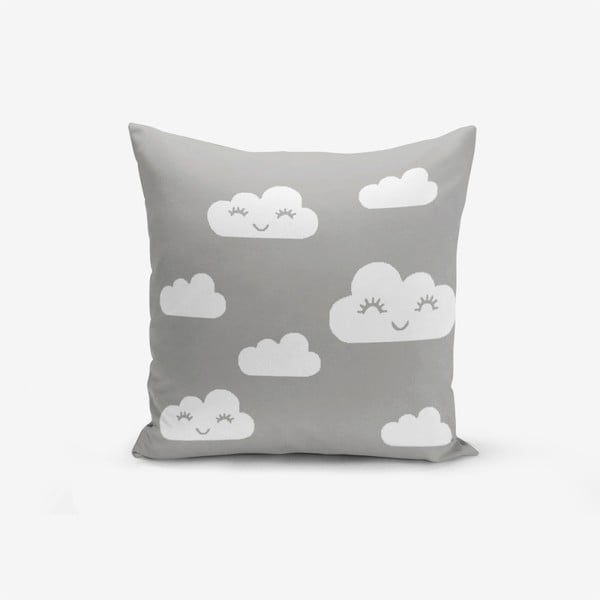 Minimalistiniai pagalvėlių užvalkalai Pilkas fonas Debesis, 45 x 45 cm