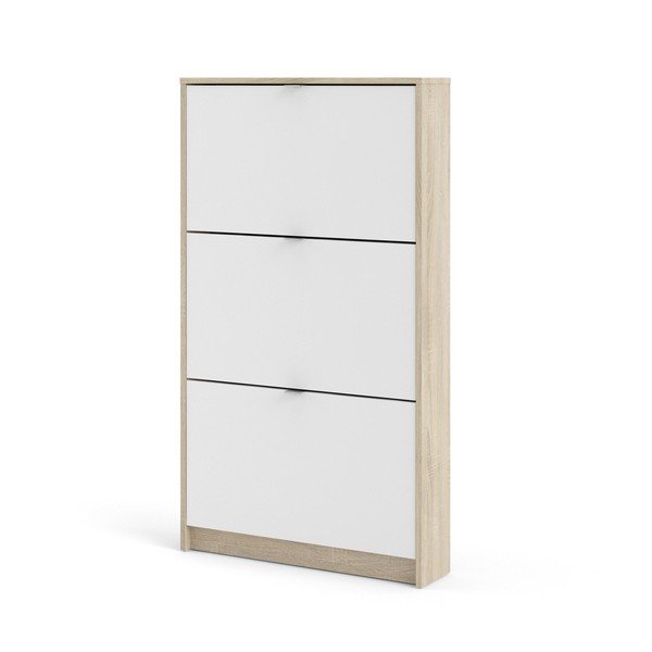 Atlenkiama spintelė batams baltos spalvos/natūralios spalvos iš ąžuolo Shoes – Tvilum-image-3