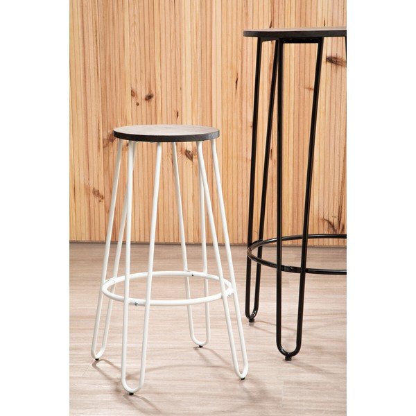 Baltos spalvos/natūralios spalvos iš guobos masyvo baro taburetė (sėdynės aukštis 75 cm) District – Premier Housewares-image-1