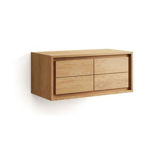 Žema/pakabinama spintelė po kriaukle iš tikmedžio masyvo natūralios spalvos 90x40 cm Kenta – Kave Home