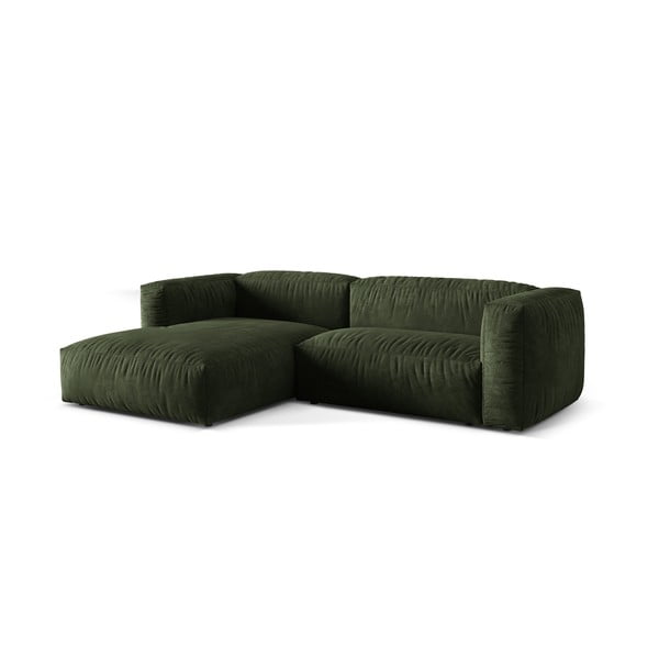 Žalios spalvos iš velveto modulinė kampinė sofa (su kairiuoju kampu/su gultu) Martina – Micadoni -image-3