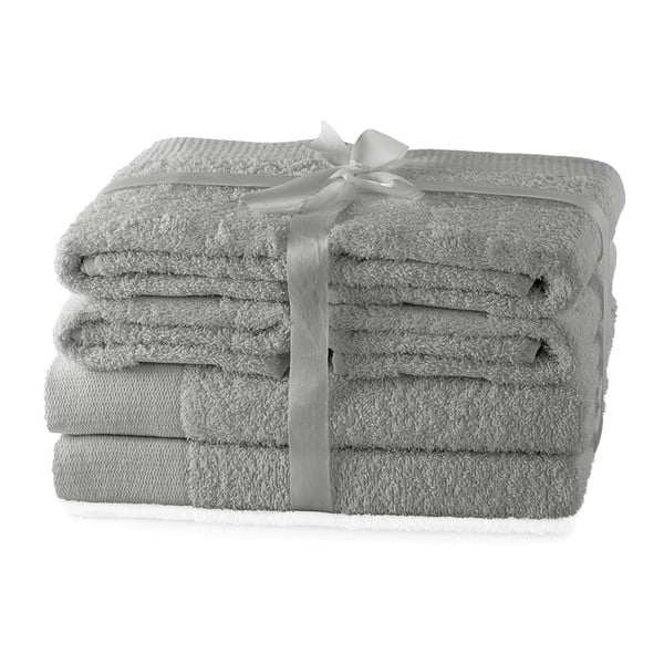Vonios rankšluosčių rinkiniai iš medvilnės audinio pilkos spalvos 6 vnt. Amari – AmeliaHome