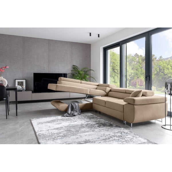 Smėlio spalvos sulankstoma/su sandėliavimo vieta kampinė sofa (su kairiuoju kampu/„L“ formos) Anton – ELTAP-image-4