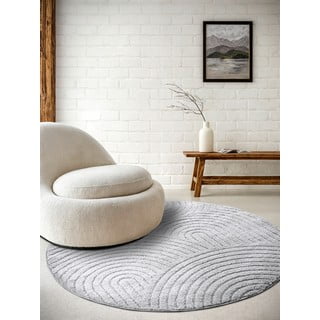 Apvalios formos kilimas šviesiai pilkos spalvos ø 160 cm Panglao New York Light Grey – Elle Decoration