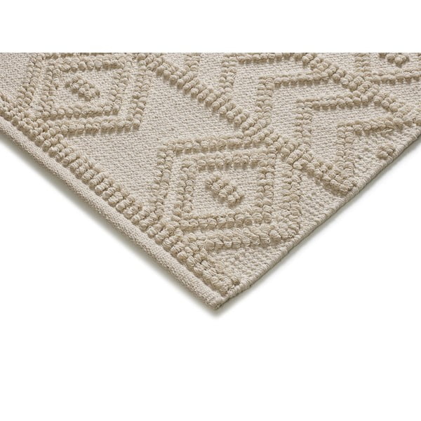 Skalbiamas/rankų darbo iš perdirbtos medvilnės kilimas kreminės spalvos 60x90 cm Pamuk – Universal-image-2