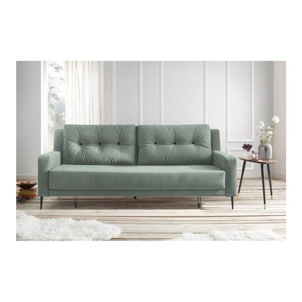 Pastelinės žalios spalvos sofa-lova Bobochic Paris Bergen