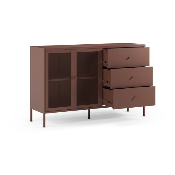 Bordo spalvos iš metalo šoninė spintelė 140x90x40 cm Fayna – Marckeric-image-1