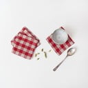 Iš tekstilės padėkliukai raudonos spalvos 4 vnt. Red Gingham – Linen Tales