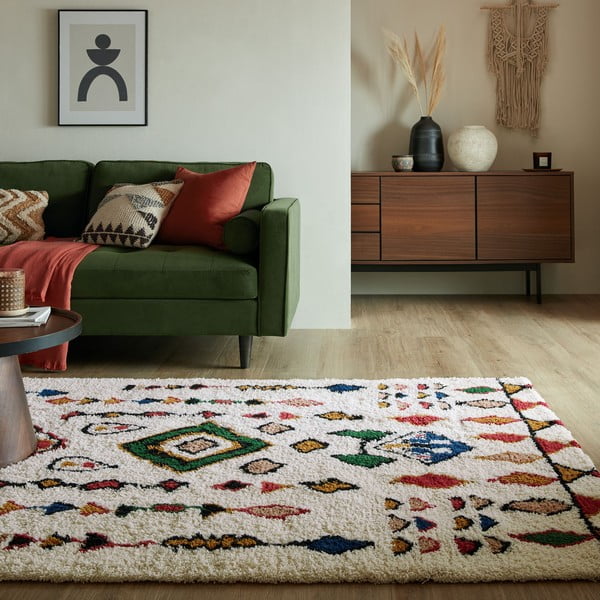 Rankų darbo iš vilnos kilimas kreminės spalvos 160x230 cm Moroccan Fes – Flair Rugs-image-1