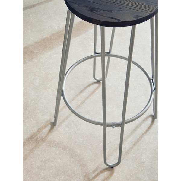 Sidabrinės spalvos/natūralios spalvos iš guobos masyvo baro taburetė (sėdynės aukštis 75 cm) District – Premier Housewares-image-3