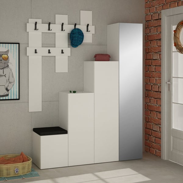 "Homitis Up" baltos spalvos spintos ir sieninių pakabų rinkinys-image-3