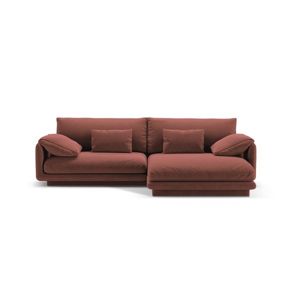 Iš velveto kampinė sofa rožinės spalvos (su dešiniuoju kampu/su gultu) Torino – Micadoni 