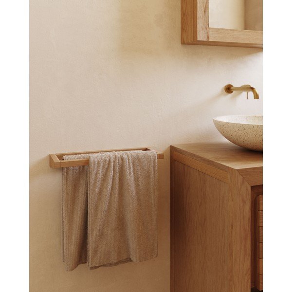 Natūralios spalvos iš medienos rankšluosčio laikiklis Vedel – Kave Home-image-1