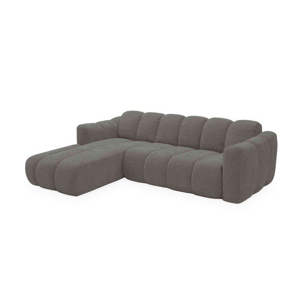 Pilkos spalvos sulankstoma kampinė sofa iš šenilinio audinio (su kairiuoju kampu) Michell – Miuform