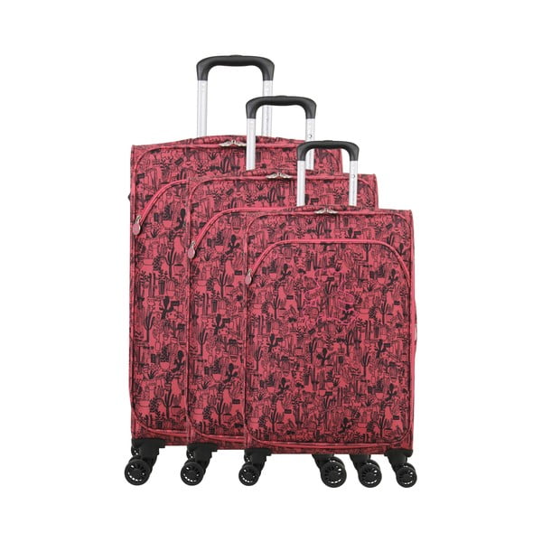 3 rožinės spalvos lagaminų su ratukais rinkinys Lulucastagnette Casandra