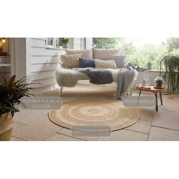 Smėlio spalvos lauko kilimas NORTHRUGS Almendro, Ø 160 cm-image-4