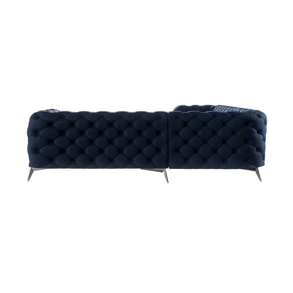 Tamsiai mėlynos spalvos iš velveto kampinė sofa Chelsea – Ropez-image-2