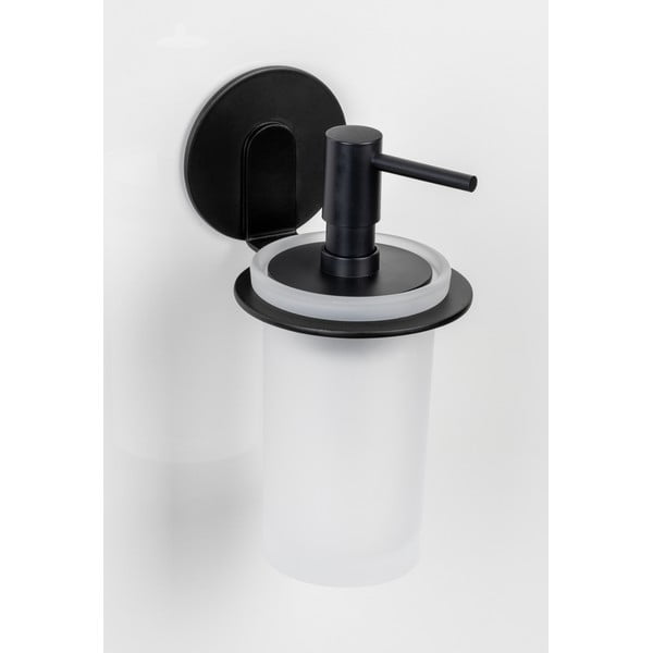 Klijuojamas iš stiklo muilo dozatorius matinės juodos spalvos 150 ml Bivio – Wenko-image-1