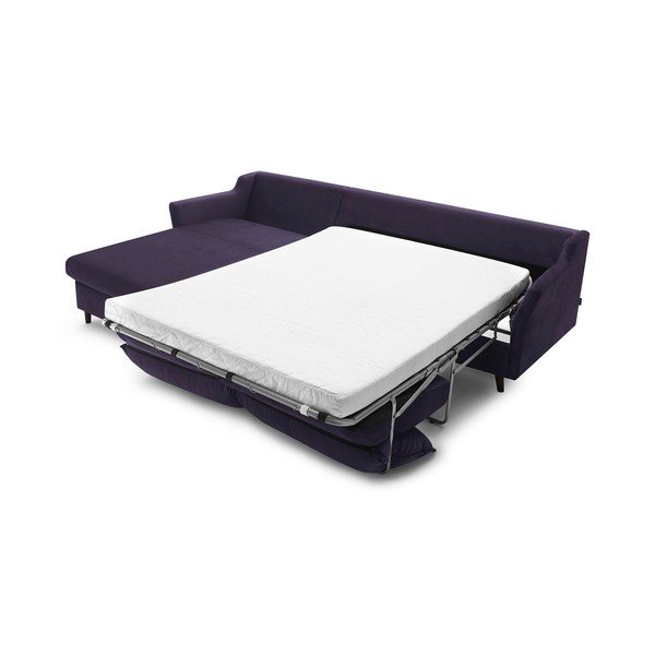 "Bobochic Paris Loft" slyvų violetinės spalvos aksomo kampinė sofa-lova, kairysis kampas-image-3
