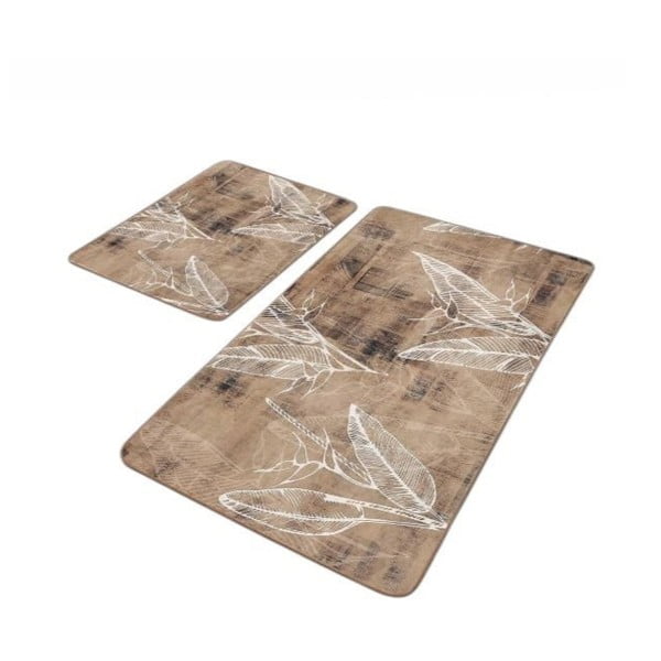 Rudos spalvos iš velveto vonios kilimėliai 2 vnt. 60x100 cm – Mila Home