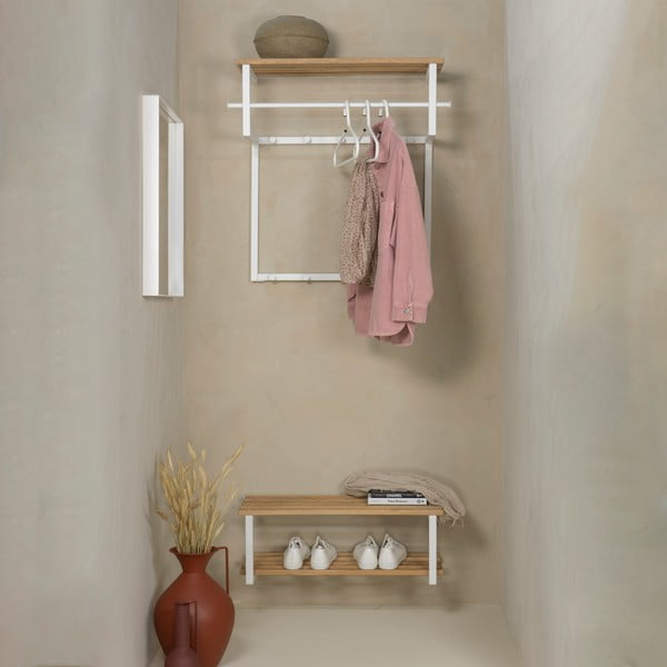Baltos spalvos/natūralios spalvos iš metalo pakabinama spintelė batams 71x26x34 cm Marco – Spinder Design-image-1