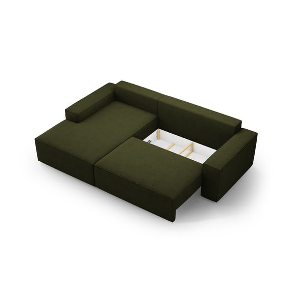 Iš boucle sulankstoma kampinė sofa tamsiai žalios spalvos (su kairiuoju kampu) Jodie – Micadoni Home-image-4