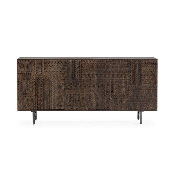 Tamsiai rudos spalvos iš mango masyvo šoninė spintelė 160x75x40 cm Kalai – MOME
