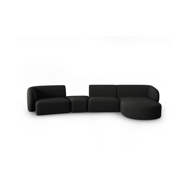 Kampinė sofa juodos spalvos (su dešiniuoju kampu) Shane – Micadoni Home
