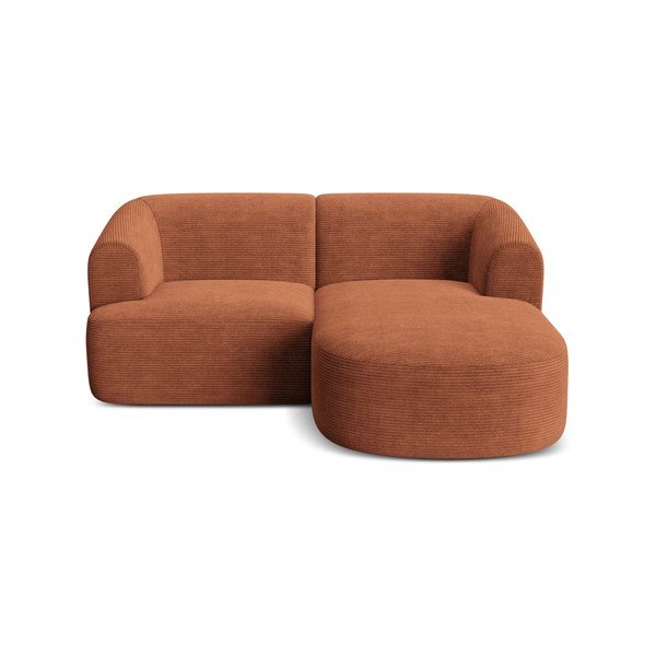 Terakotos spalvos kampinė sofa iš kordinio velveto (su dešiniuoju kampu/su gultu) Campi – Cosmopolitan Design-image-2