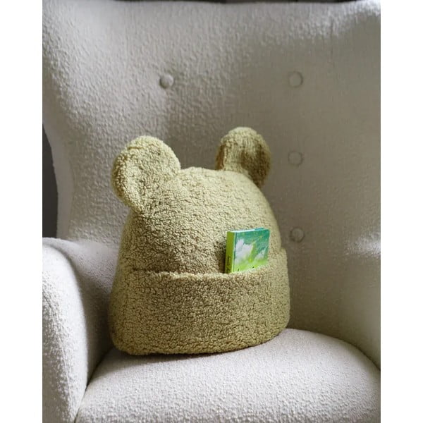 Žalios spalvos iš boucle vaikiška sofos pagalvėlė Teddy Pouch – Wigiwama-image-1