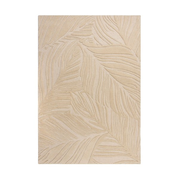Smėlio spalvos vilnonis kilimas Flair Rugs Lino Leaf, 120 x 170 cm
