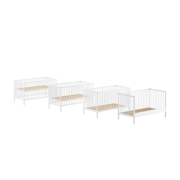 Iš pušies masyvo vaikiška lovelė baltos spalvos 70x140 cm DINO – Vipack-image-4