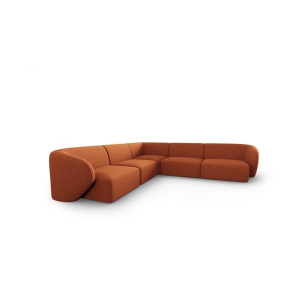 Terakotos spalvos iš šenilinio audinio kampinė sofa Paolo – Milo Casa