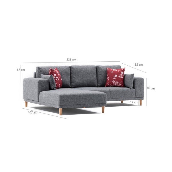 Tamsiai pilka kampinė sofa "Fanz", kairysis kampas-image-3