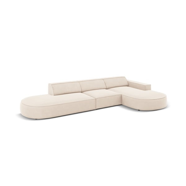 Smėlio spalvos aksominė kampinė sofa (dešinysis kampas) Jodie - Micadoni Home-image-4