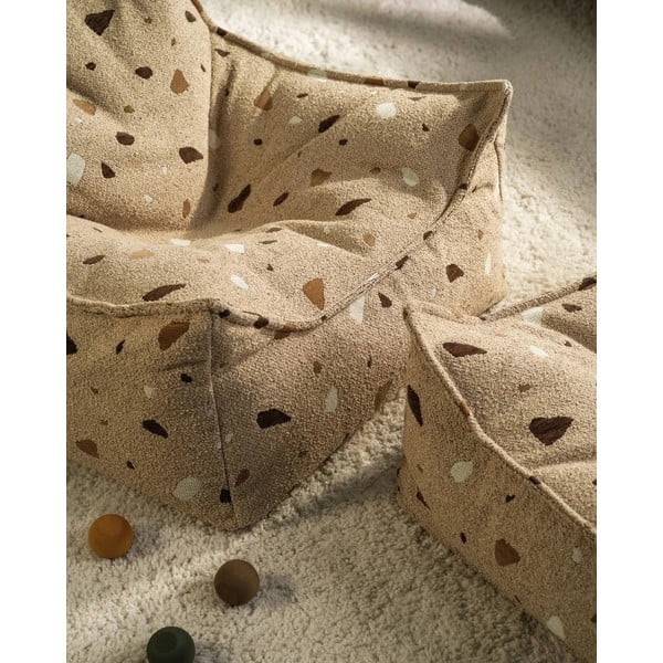 Šviesiai rudos spalvos iš boucle/iš šenilinio audinio vaikiškas sėdmaišis Terrazzo Chair – Wigiwama-image-3