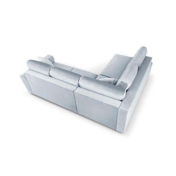 Šviesiai mėlynos spalvos iš velveto sulankstoma/su sandėliavimo vieta kampinė sofa (su kairiuoju kampu/„L“ formos) Kyoto – Cosmopolitan Design-image-4